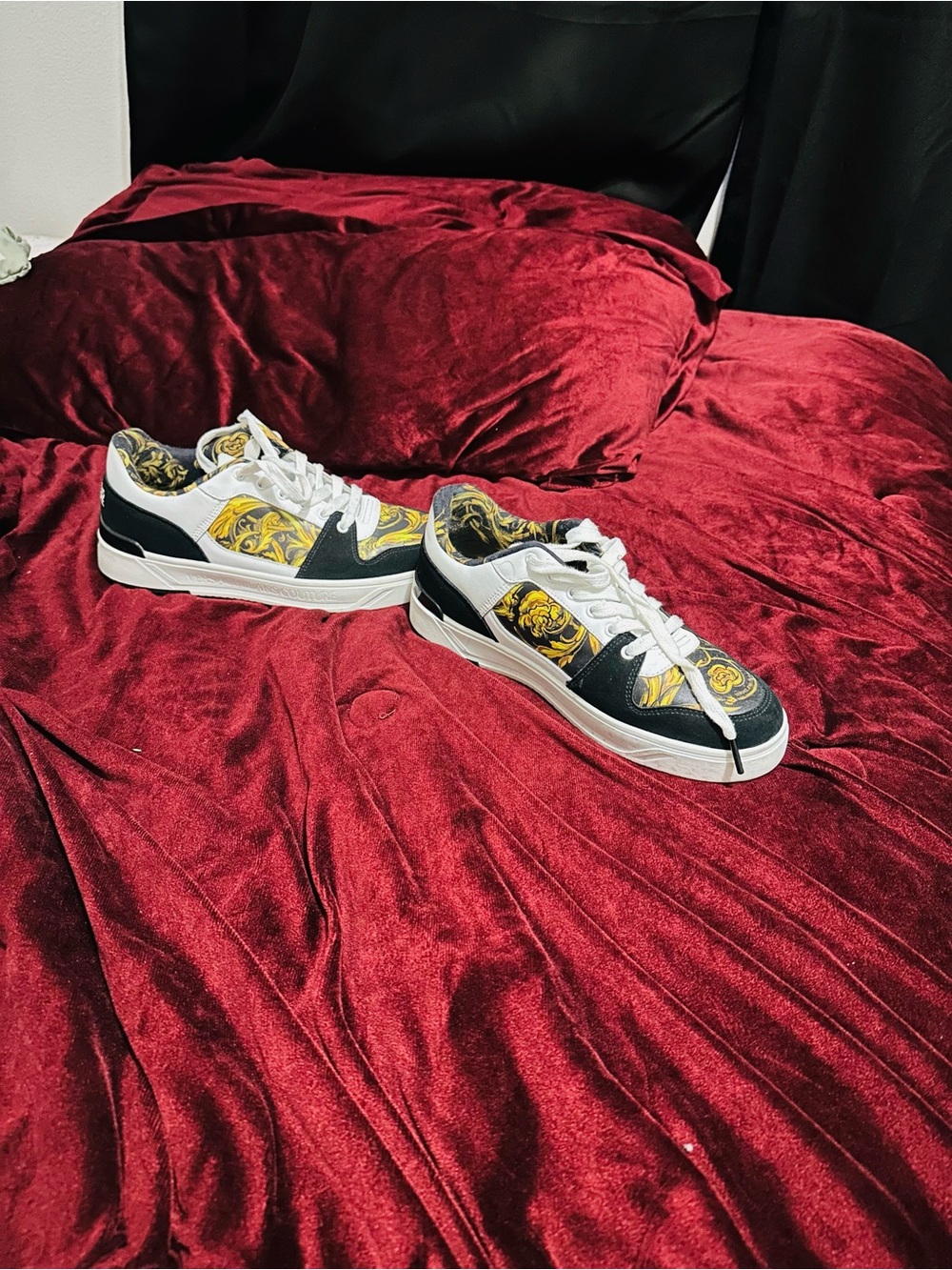 Black and Yellow Graphic Low-Top Sneakers